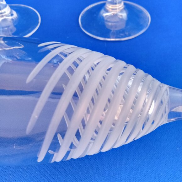 Vintage set of 4 crystal champagne flute glasses etched swirl design - Picture 2 of 6